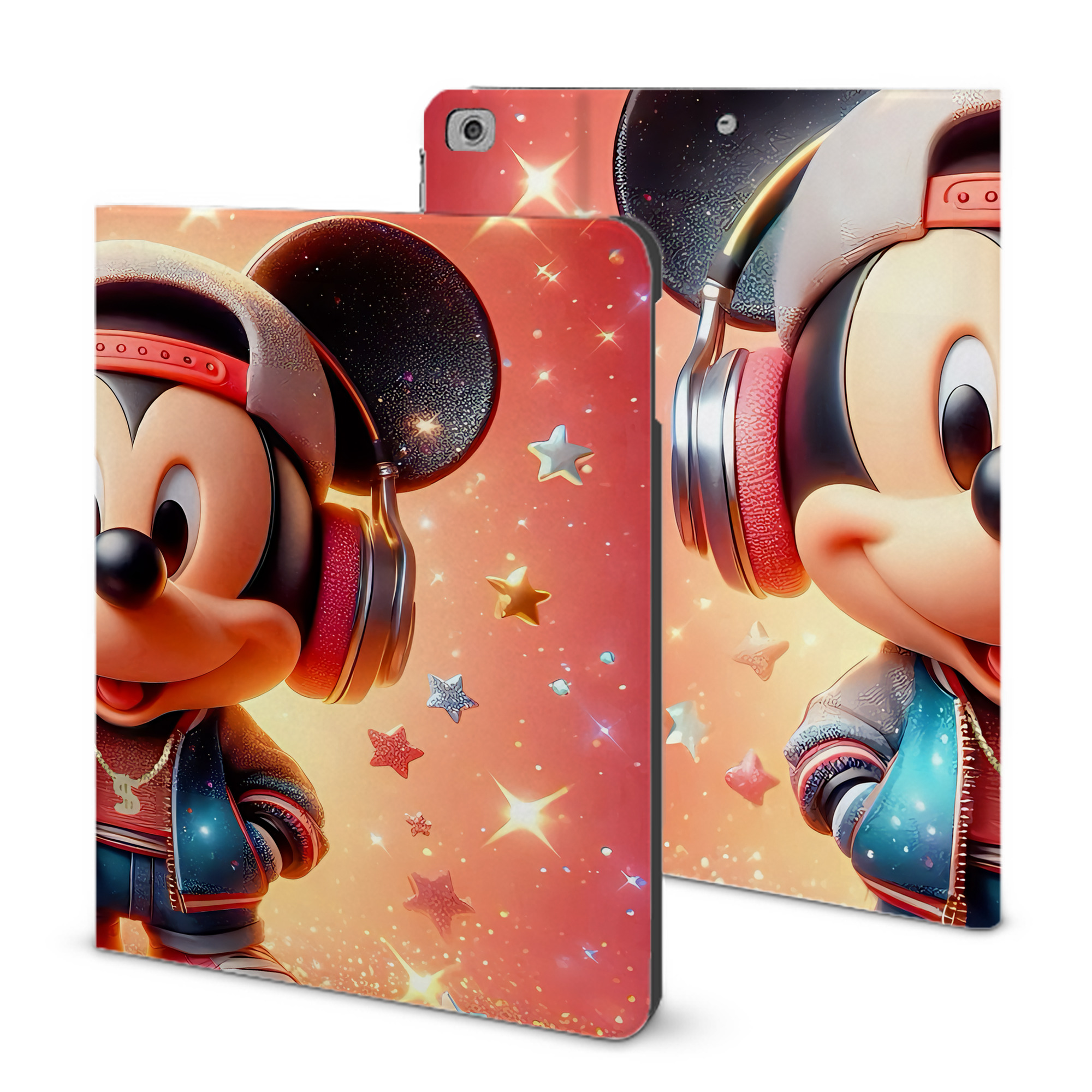 （画像用） ミッキーマウス Mickey Mouse IPad ケース ブック型 PUレザー TPU 耐衝撃 軽量 薄型 ペン収納なし 全面保護 IPad 各モデル対応